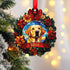 Labrador Yellow Wreath Christmas Decoration